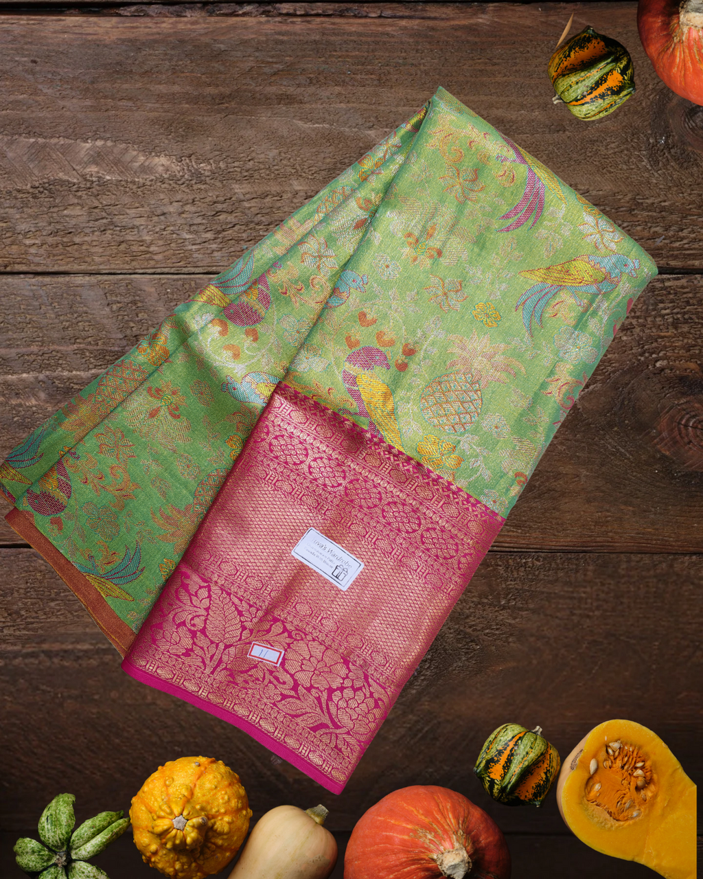 Parrot Green Dharmavaram Pattu Pavada