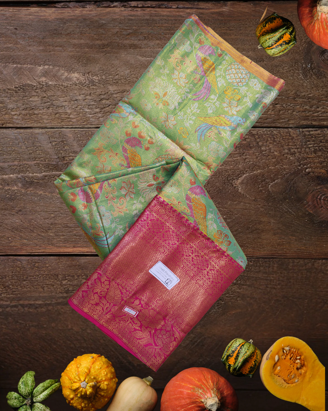 Parrot Green Dharmavaram Pattu Pavada